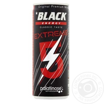 Напій енергетичний Black Energy Extreme 5 середньогазований з додаванням вітамінів та ізомальтулози 0,25л - купити, ціни на NOVUS - фото 1