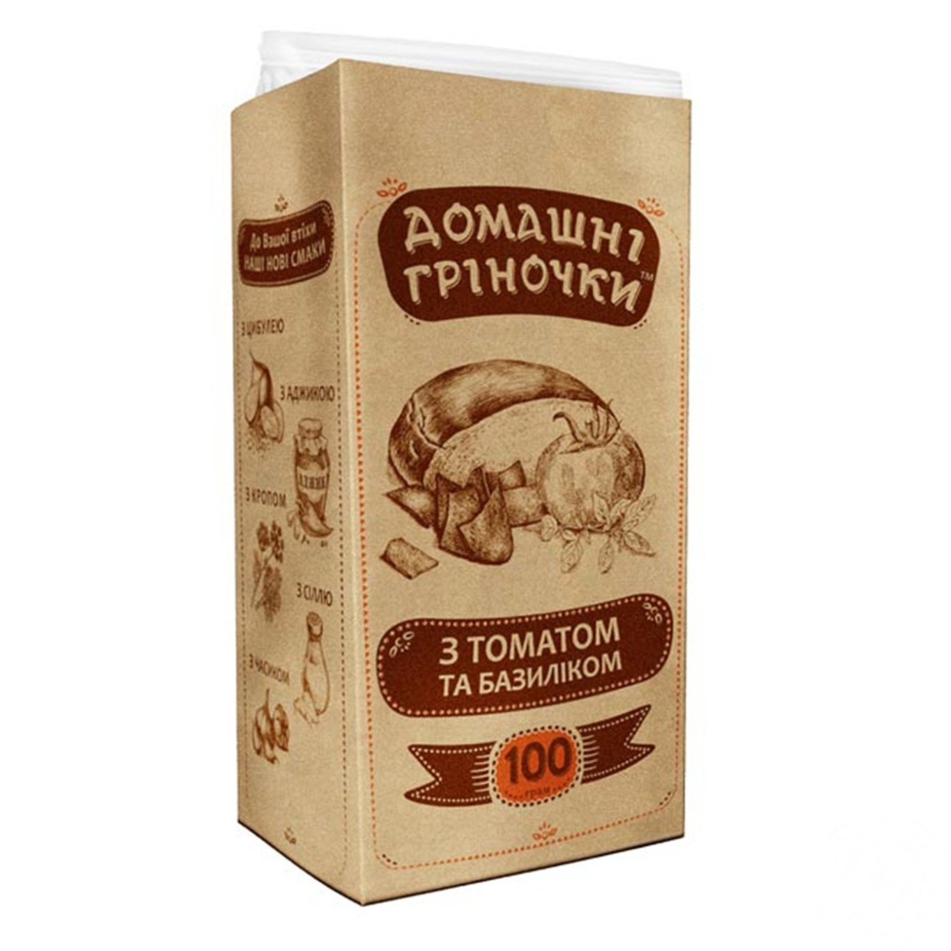 

Гренки Домашние Греночки с томатом и базиликом 100г