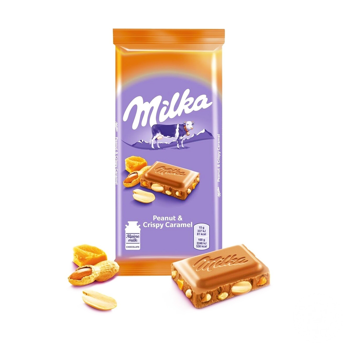 

Шоколад молочный Milka карамель с арахисом 90г