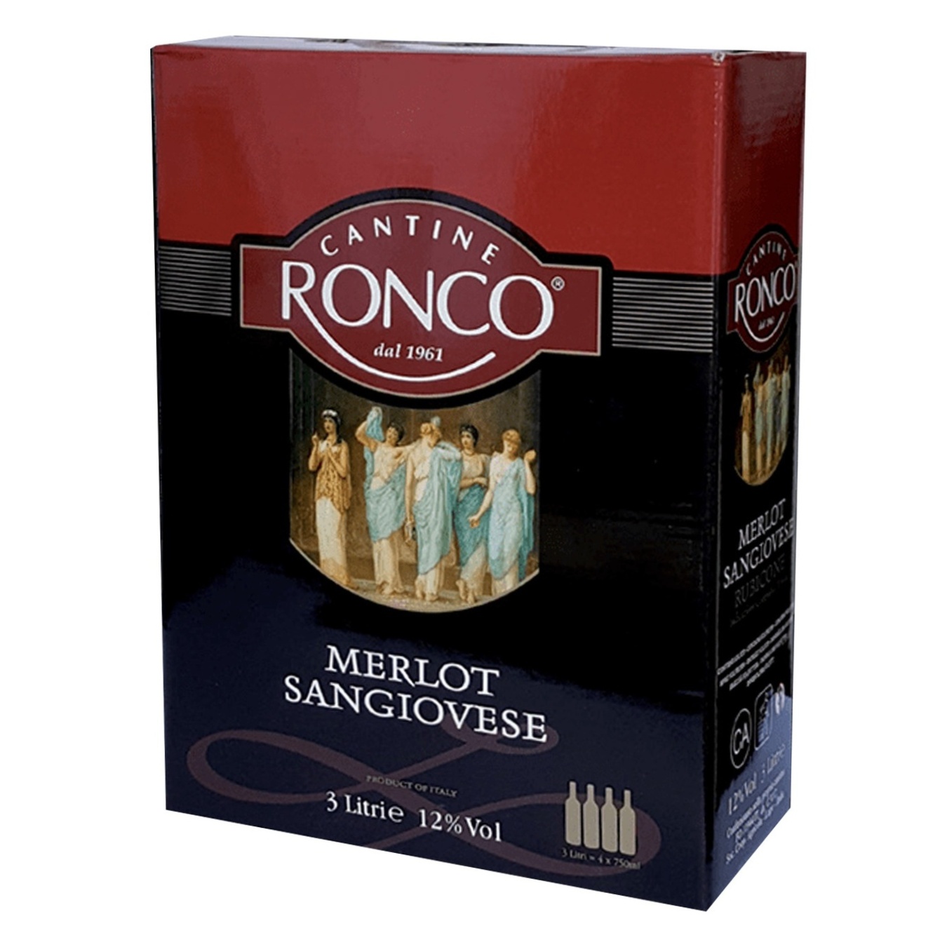 

Вино Cantine Ronco Merlot Sangiovese красное сухое 12% 3л
