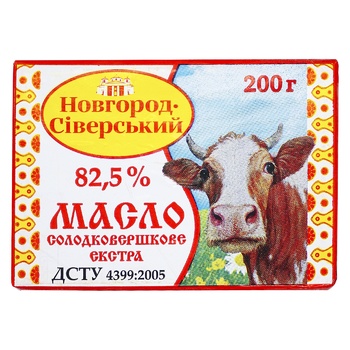 Масло Новгород-Сіверський Селянське солодковершкове 82,5% 200г