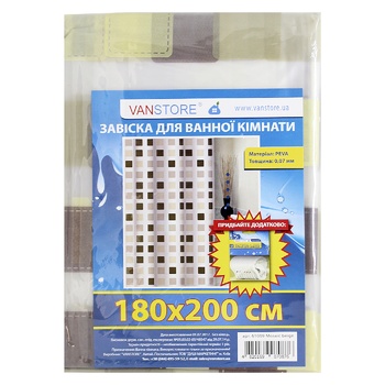 Шторка для ванной Vanstore Mosaik Beige 61009 180х200см - купить, цены на МегаМаркет - фото 1