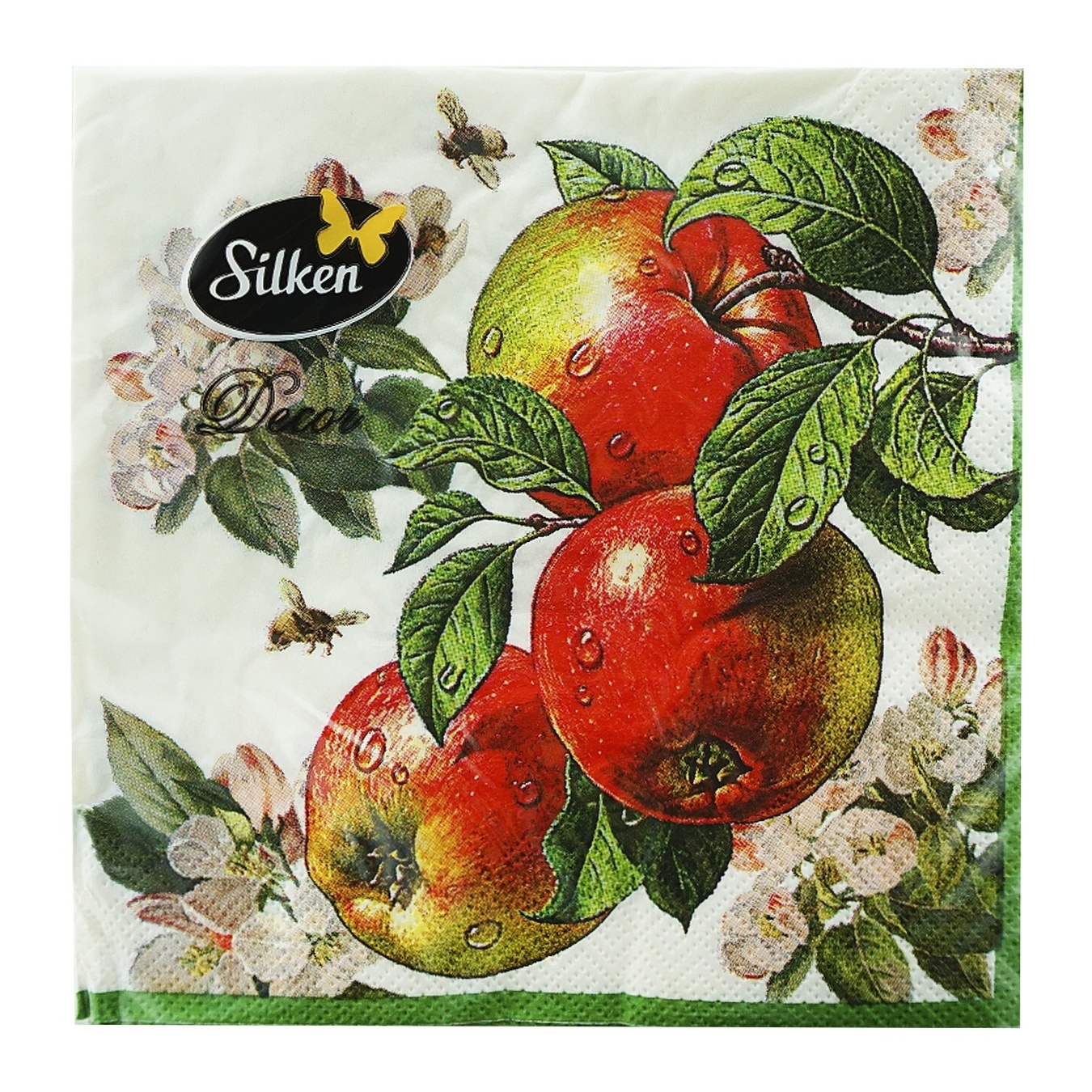 

Салфетки Silken Яблоки бумажные трехслойные 33х33см 18шт