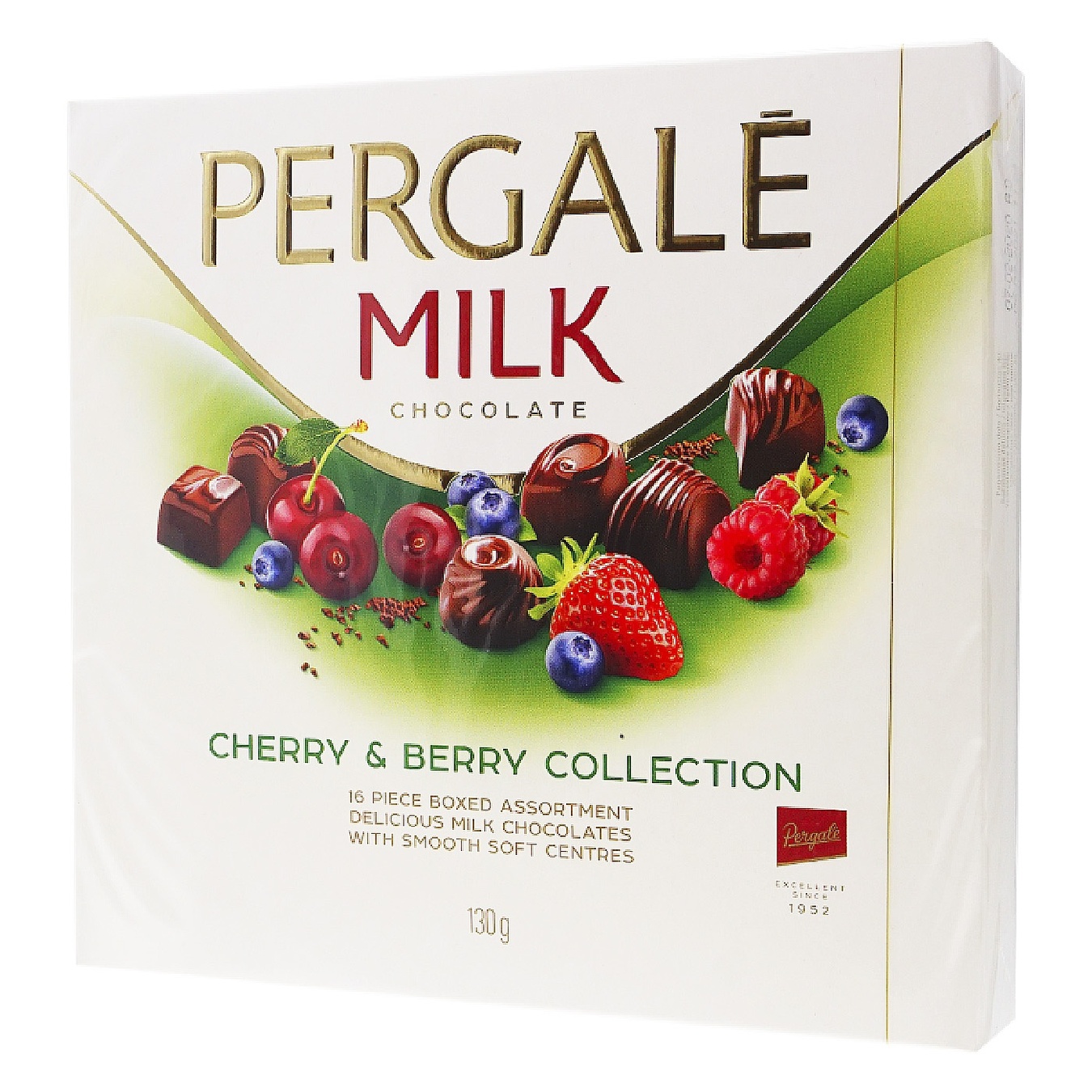 

Конфеты Pergale из молочного шоколада с вишневой и ягодными начинками 130г