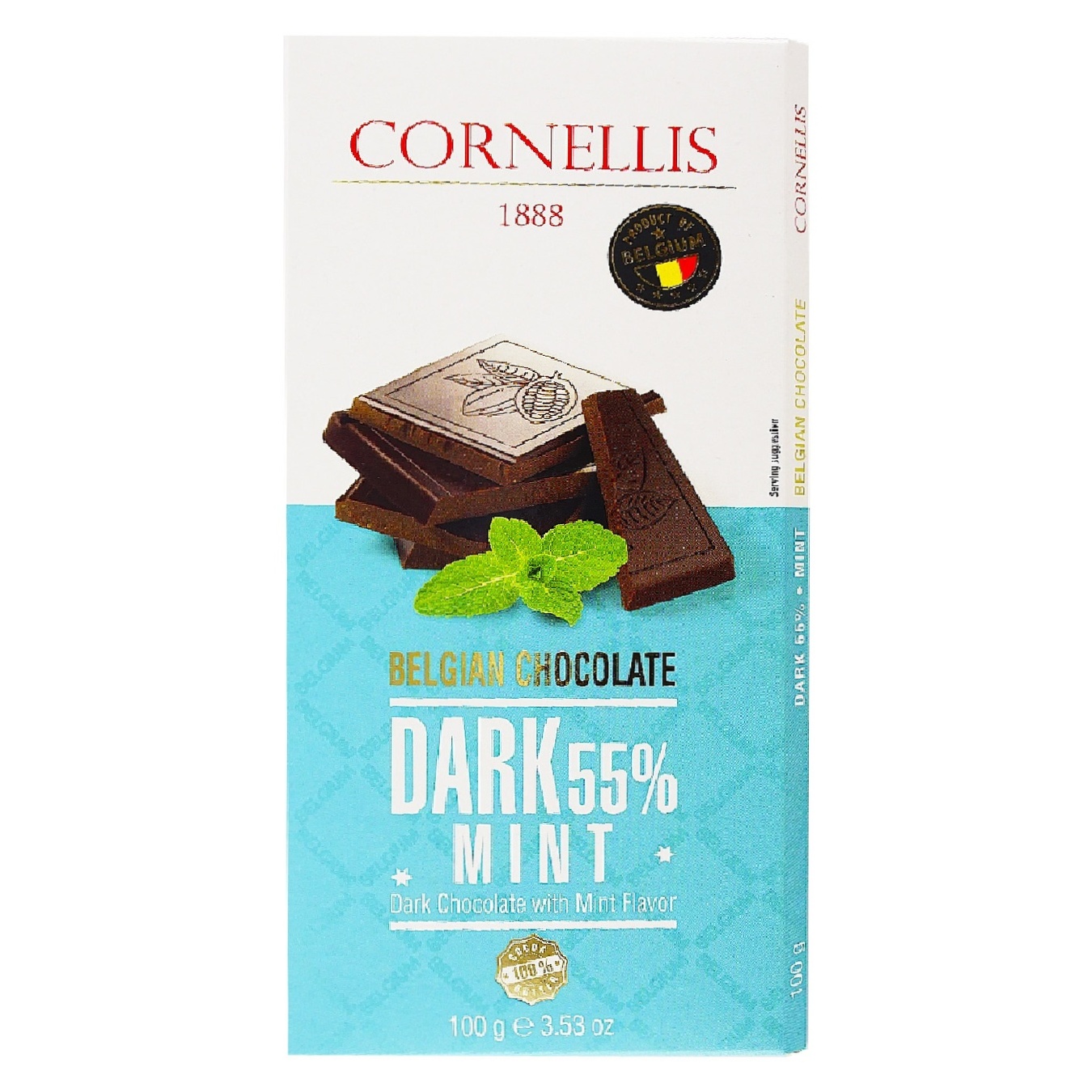 

Шоколад Cornellis черный со вкусом мяты 55% 100г