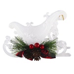 Украшение новогодняя Столяр Сани белые с декором 13х10см