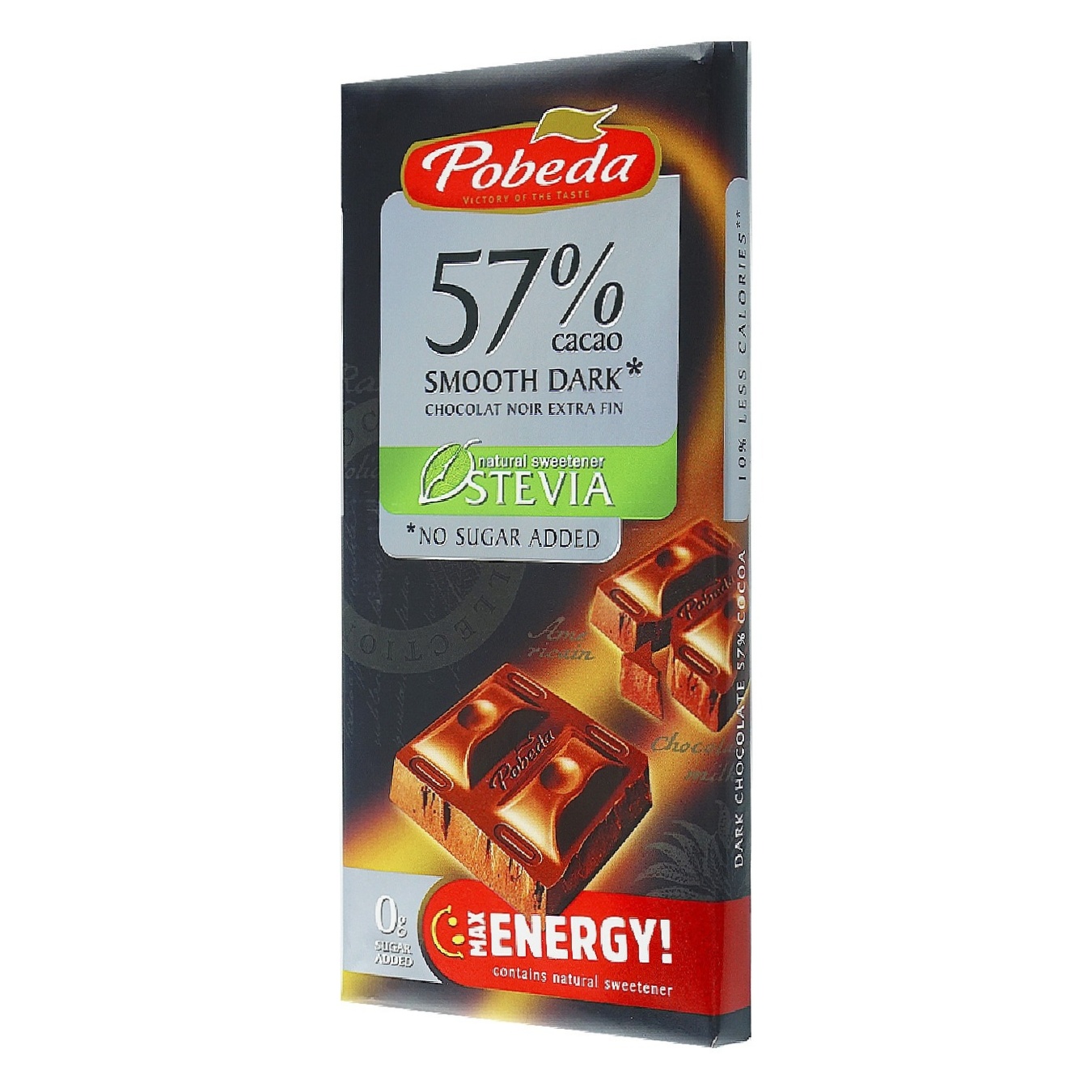 

Шоколад Pobeda темный со стевией 57% 100г