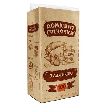 Гренки Домашние Греночки с аджикой 100г - купить, цены на Auchan - фото 1