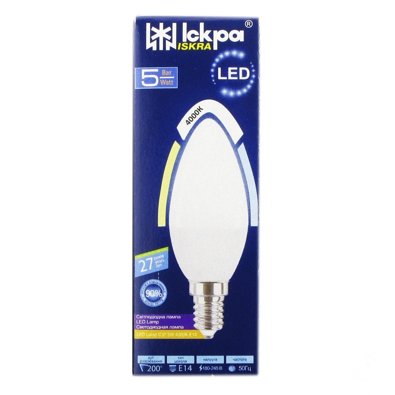 

Лампа Искра LED C37 220 5Вт 4000K E14