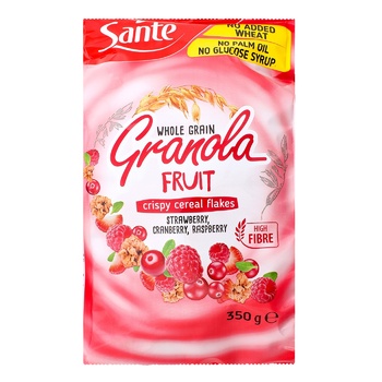 Sante Granola Whole Grain Crispy Cereal Flakes with Strawberry, Cranberry and Raspberry 350g - buy, prices for Cosmos - photo 3