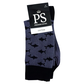 Носки мужские Premier Socks серые с черными акулами 27 - купить, цены на - фото 1