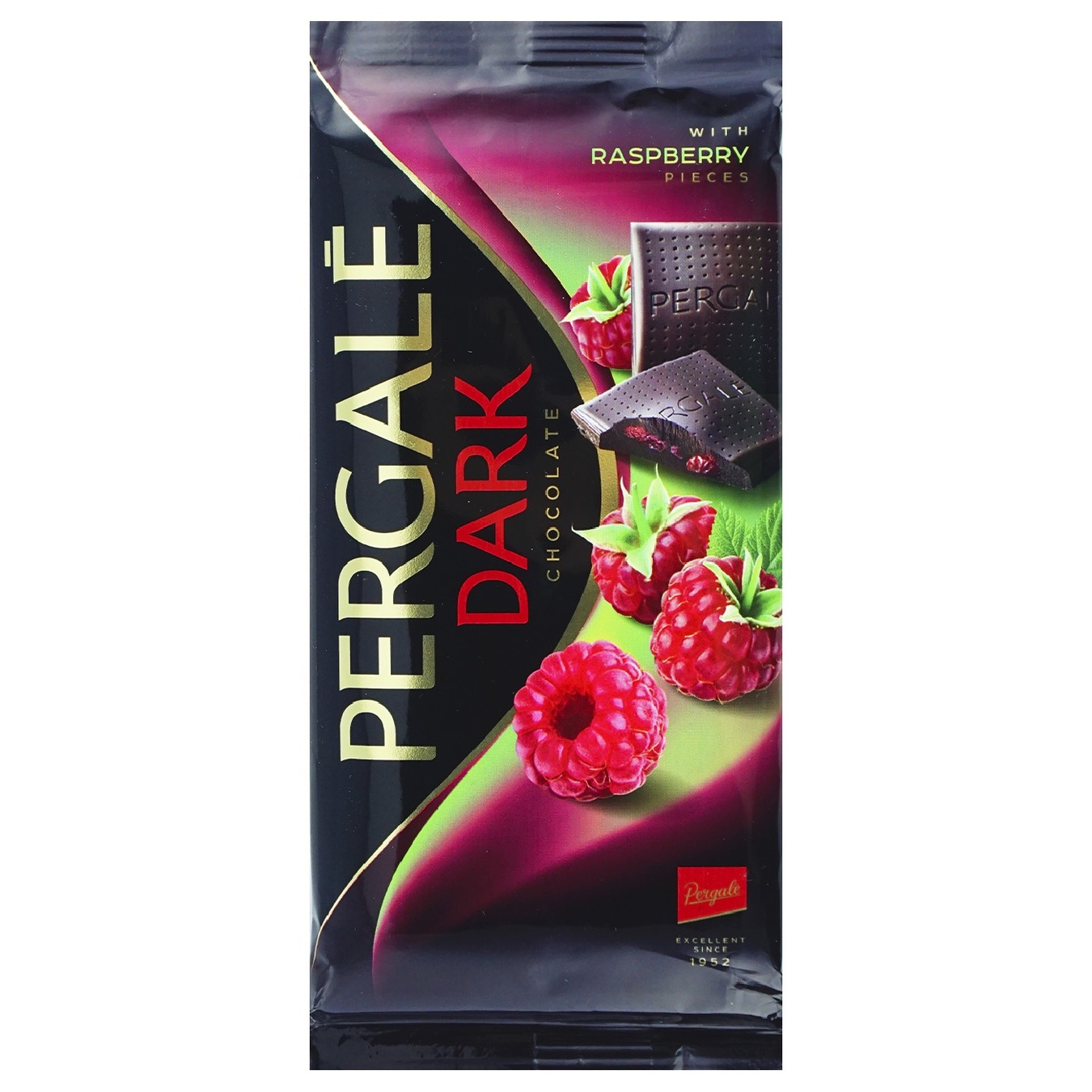 

Шоколад Pergale черный с кусочками малины 93г