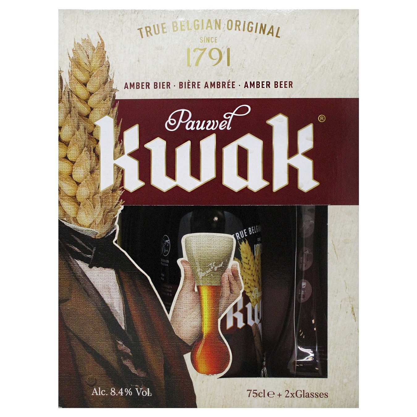

Пиво Kwak светлое 8.4% 0.75л + 2 бокала набор