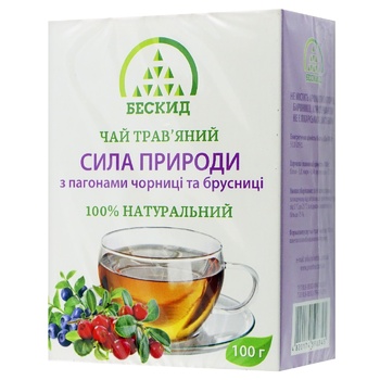 Beskyd Power of Nature Herbal Tea with Blueberry and Lingonberry Shoots 100g - buy, prices for NOVUS - photo 1