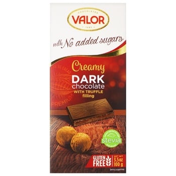 Valor Dark Chocolate with Truffle Filling Sugar-free 100g - buy, prices for NOVUS - photo 1