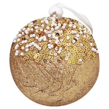 Koopman Brown-Gold Christmas Ball with Sequins 8cm - buy, prices for NOVUS - photo 1