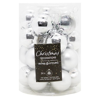 Koopman Silver Bulbs Set of Christmas Tree Decorations 24pcs 2.5cm - buy, prices for - photo 1