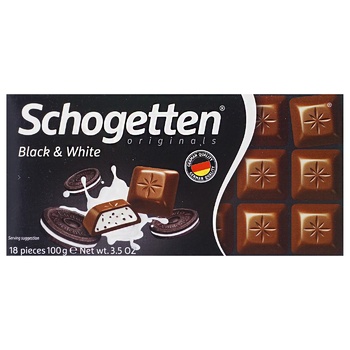 Schogetten Black & White Milk Chocolate with Vanilla and Cocoa Biscuits 100g - buy, prices for METRO - photo 1