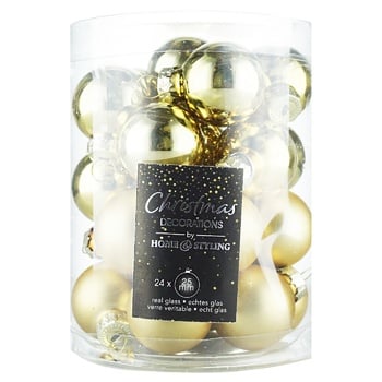 Koopman Golden Glass Bulbs Set of Christmas Tree Decorations 24pcs 2.5cm - buy, prices for NOVUS - photo 1