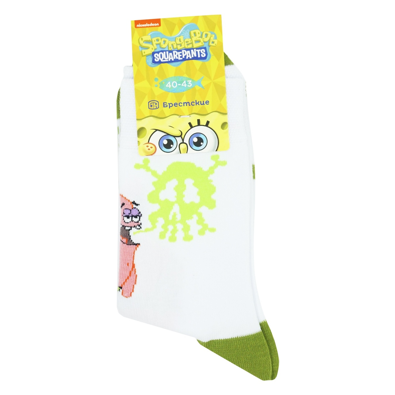 

Носки мужские Брестские Spongebob 4203 средней длины 040 белый размер 40-43