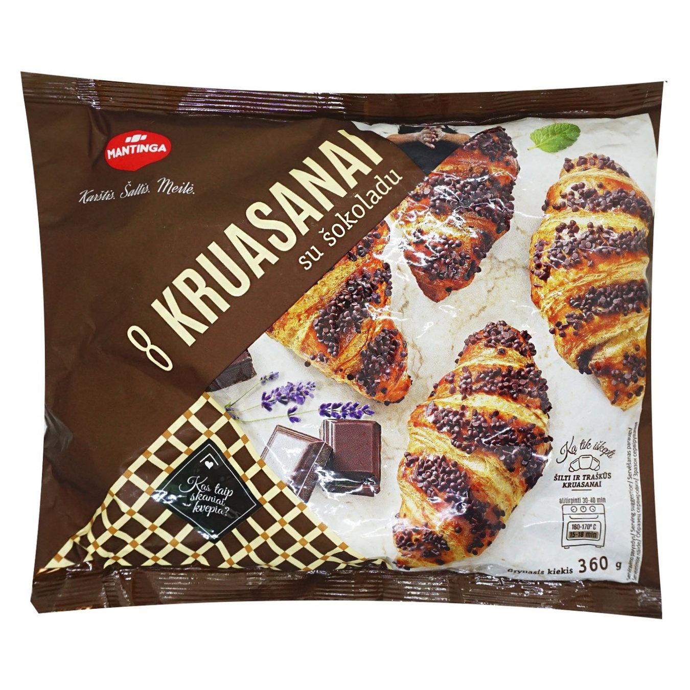 

Круассаны Mantinga с шоколадом 8шт 360г
