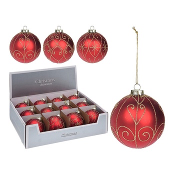 Koopman Glass Red Christmas Tree Ball with Ornament 10cm - buy, prices for - photo 1