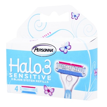 Personna Halo3 Sensitive For Shawing Razor Women's Replaceable Cartridges 4pcs - buy, prices for NOVUS - photo 1