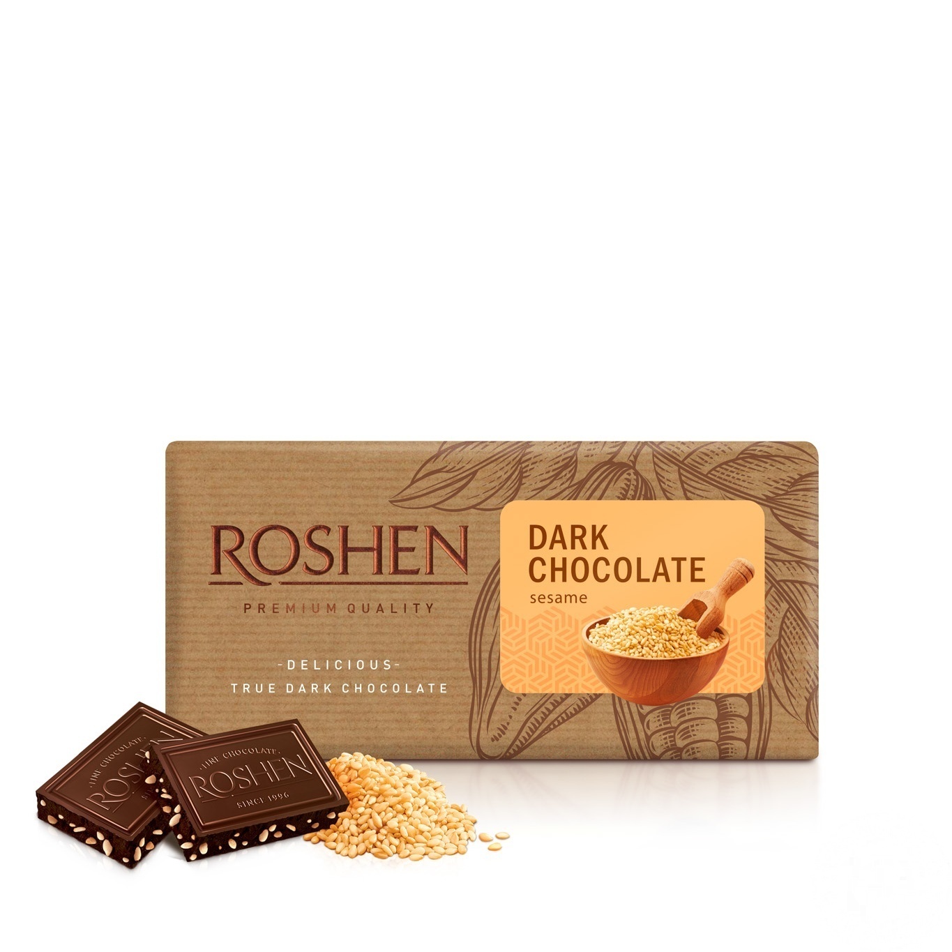 

Шоколад черный Roshen с сезамом 90г