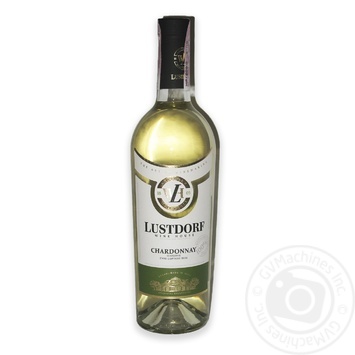 Wine chardonnay Lustdorf white dry 9.5-14% 750ml glass bottle Ukraine - buy, prices for MegaMarket - photo 1