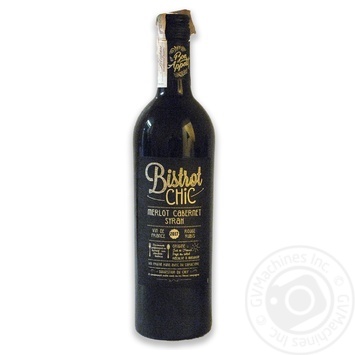 Вино Bistrot Chic Merlot Cabernet Syrah червоне сухе 0.75л х6 купити, ціни на МегаМаркет - фото 1