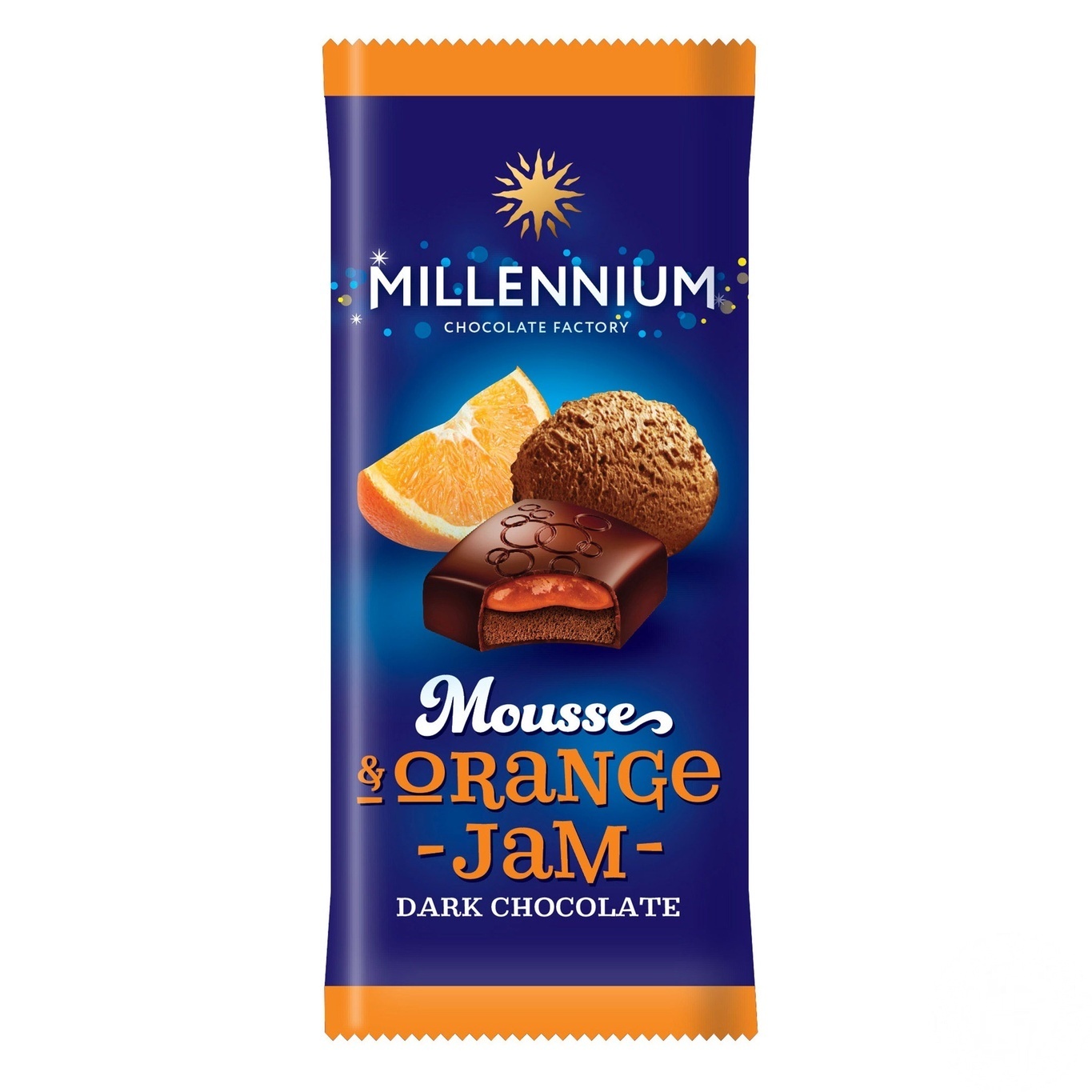 

Шоколад Millennium Mousse черный с муссовой и апельсиновой начинкой 135г