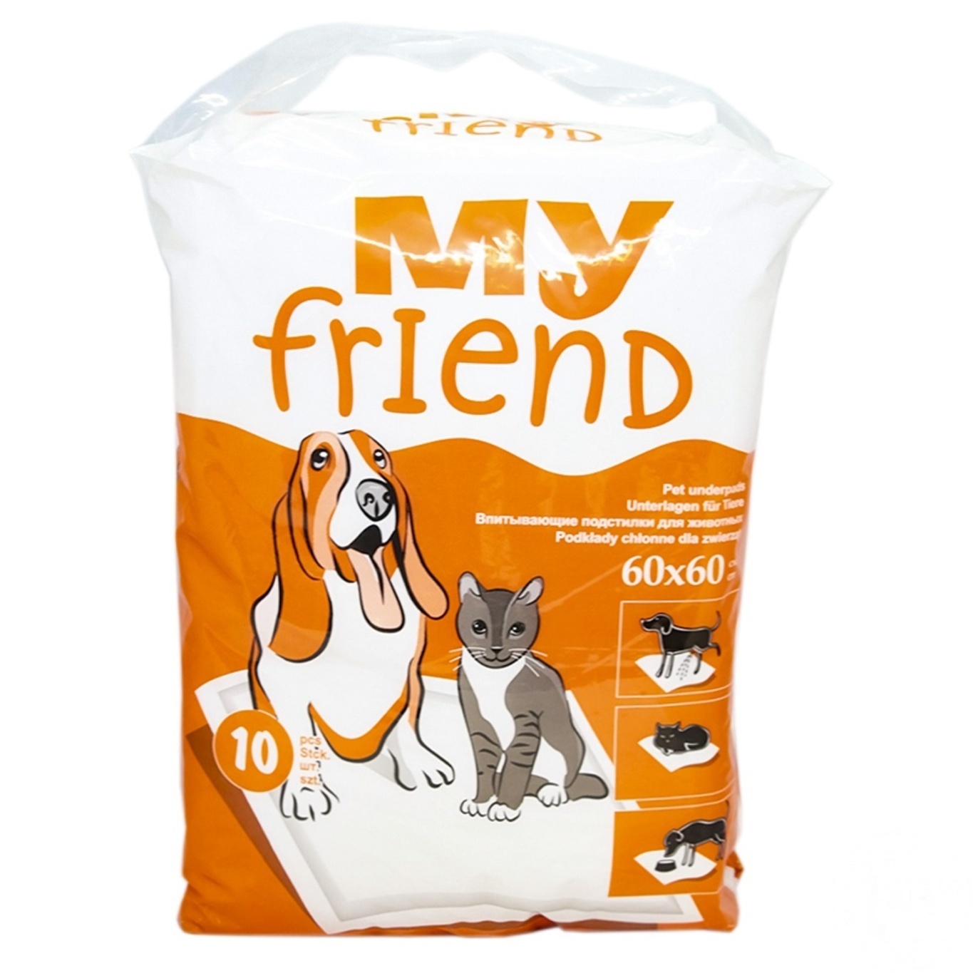

Пеленки впитывающие для животных My Friend 60х60см 10шт