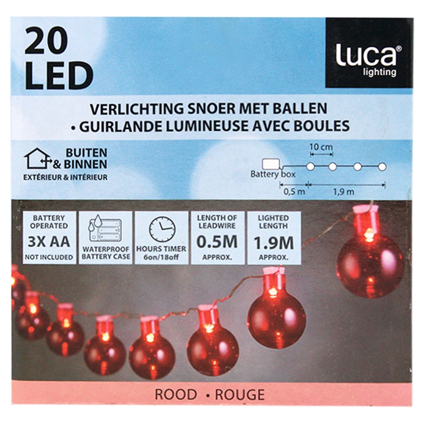

Светодиодная гирлянда Luca Lighting Лампочки красные 2,4м