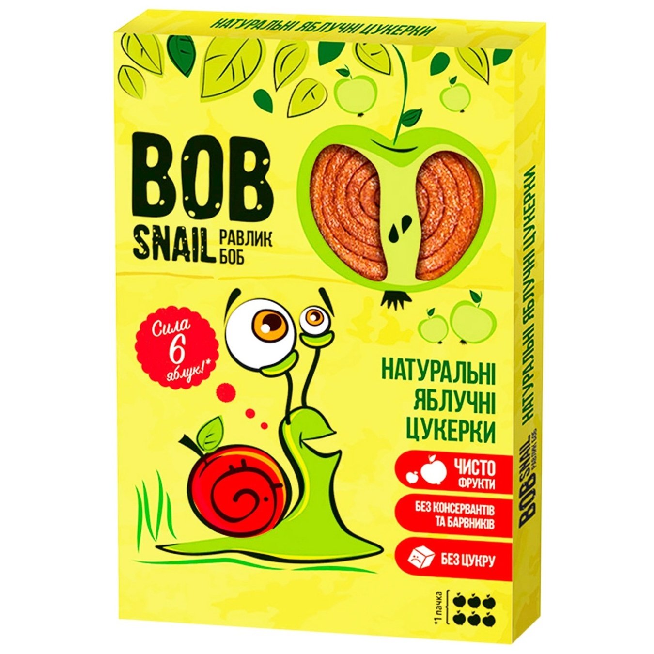 

Конфеты Bob Snail натуральные яблочные 60г