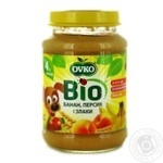 Пюре Ovko Bio банан персик и злаки 190г