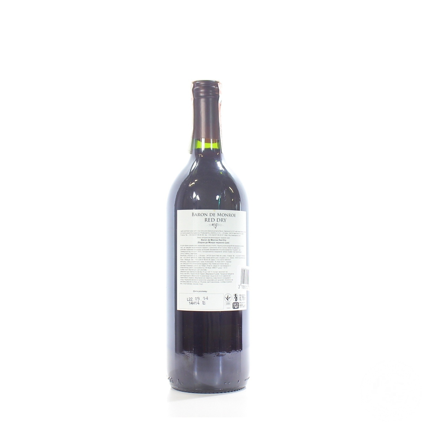 

Вино Baron de Monroe красное сухое 11% 750мл