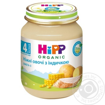 М'ясо-овочеве пюре Hipp Ніжні овочі з індичкою з 4-х місяців 125г купити, ціни на МегаМаркет - фото 1