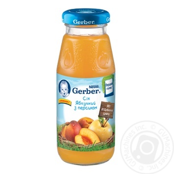 Reconstituted unclarified pasteurized sugar-free juice with vitamin C Gerber apple and peach for 5+ months babies glass bottle 175ml Poland - buy, prices for NOVUS - photo 2