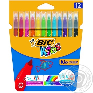 Фломастеры цветные Bic Kids Couleur 12шт купить, цены на МегаМаркет - фото 1