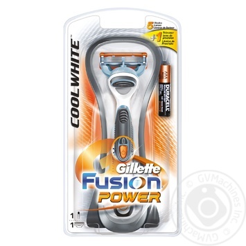 Men's Razor Gillette Fusion Power Cool White  with 1 Razor Blade and trimmer