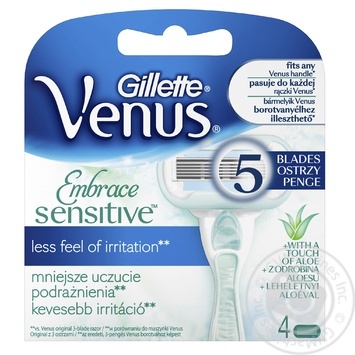 Women's Razor Blade Refills Venus Sensitive for Sensitive Skin 4count - buy, prices for MegaMarket - photo 1