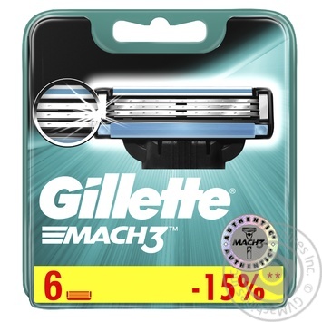 Картридж д/гоління Gillette Мак3 6 шт. купити, ціни на МегаМаркет - фото 1