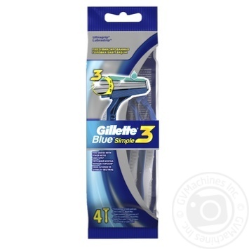 Бритва одноразовая Gillette Blue Simple3 4шт/уп купить, цены на МегаМаркет - фото 1