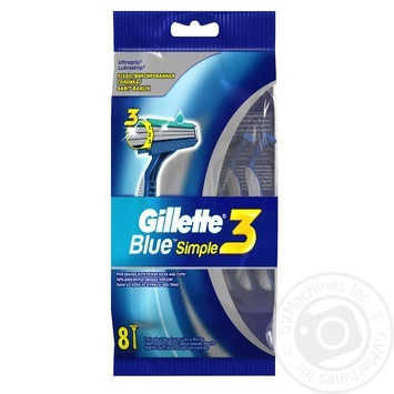 Бритвенные станки Gillette Blue Simple3 одноразовые с фиксированной головкой 8шт купить, цены на МегаМаркет - фото 1