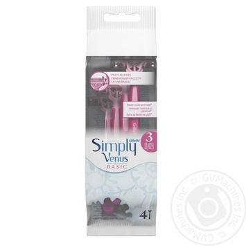 Бритви GILLETTE Simply Venus 3 Basic Одноразові безпечні 4шт купити, ціни на МегаМаркет - фото 1
