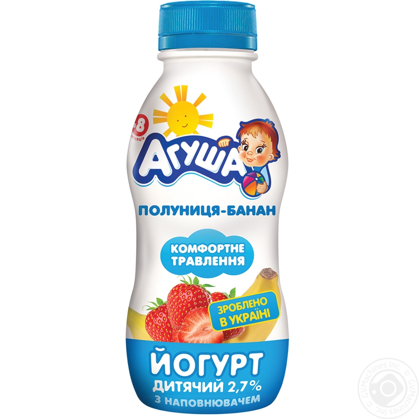 Yogurt Agusha strawberry-banana for 8+ months babies 2.7% 200g → Dairy