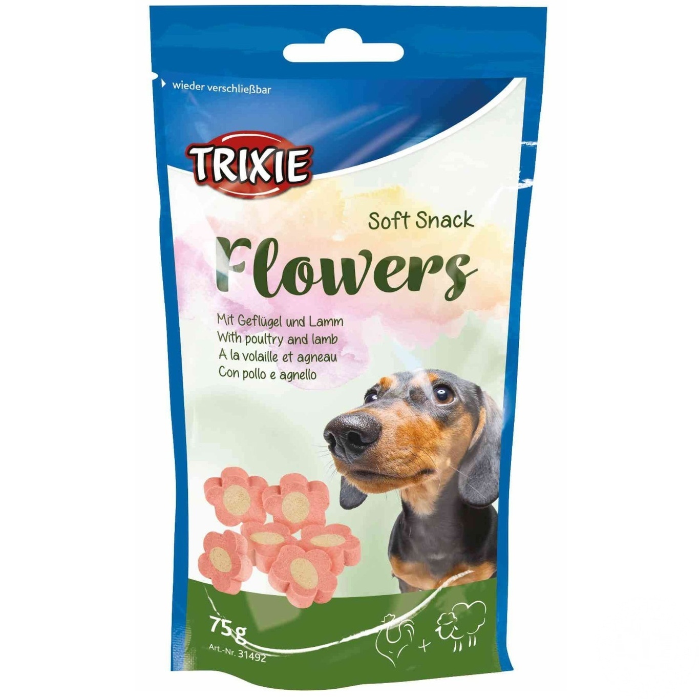 

Лакомство для собак Trixie Flowers курица и ягненок 75г