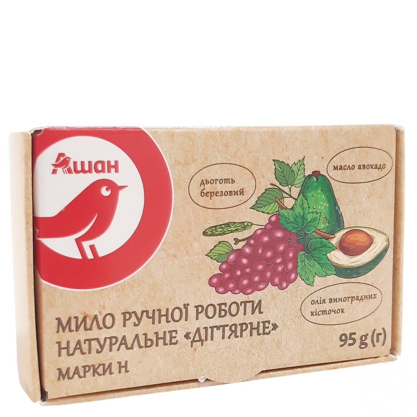 

Мыло Ашан ручной работы натуральное дегтярное 95г