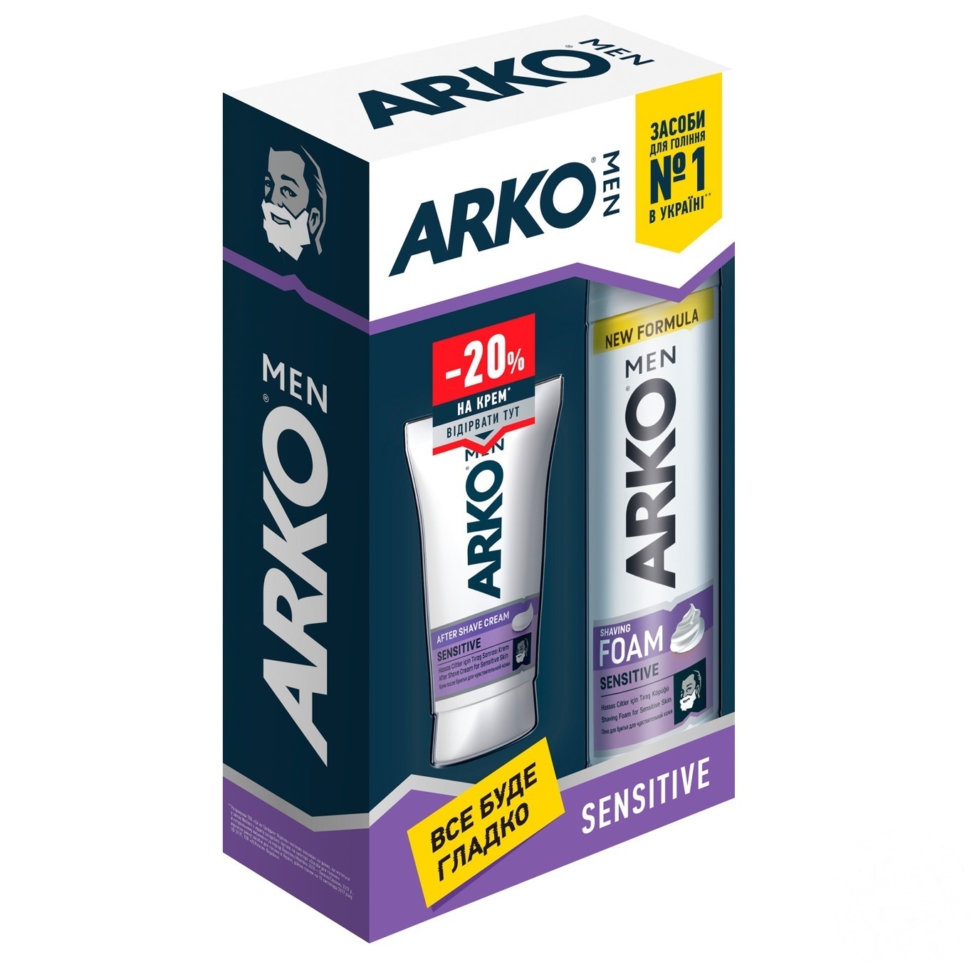 

Подарочный набор ARKO Men Пена для бритья Sensitive 200мл + Крем после бритья Sensitive 50мл