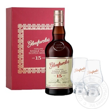 Виски Glenfarclas 15 лет 46% 0,7л + 2 бокала - купить, цены на КОСМОС - фото 1